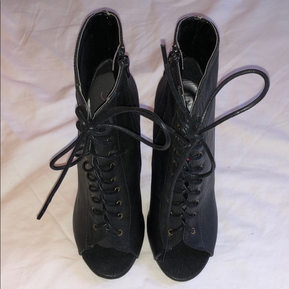 C Label LaceUp PeepToe Booties